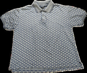 KNIGHTSBRIDGE Polo T-Shirt Men's XL Gray Patterned Cotton Blend Top